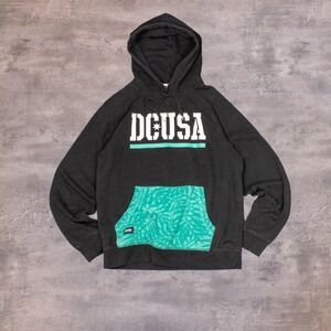 Y2K DC Shoes USA Dydek Black Hemp Pattern Black Hoodie